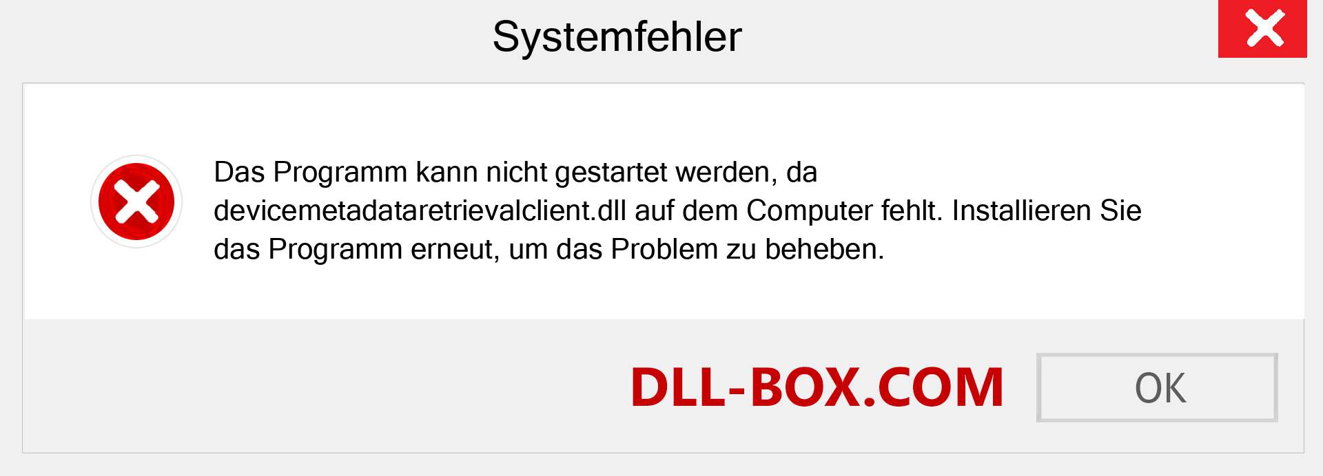 devicemetadataretrievalclient.dll-Datei fehlt?. Download für Windows 7, 8, 10 - Fix devicemetadataretrievalclient dll Missing Error unter Windows, Fotos, Bildern