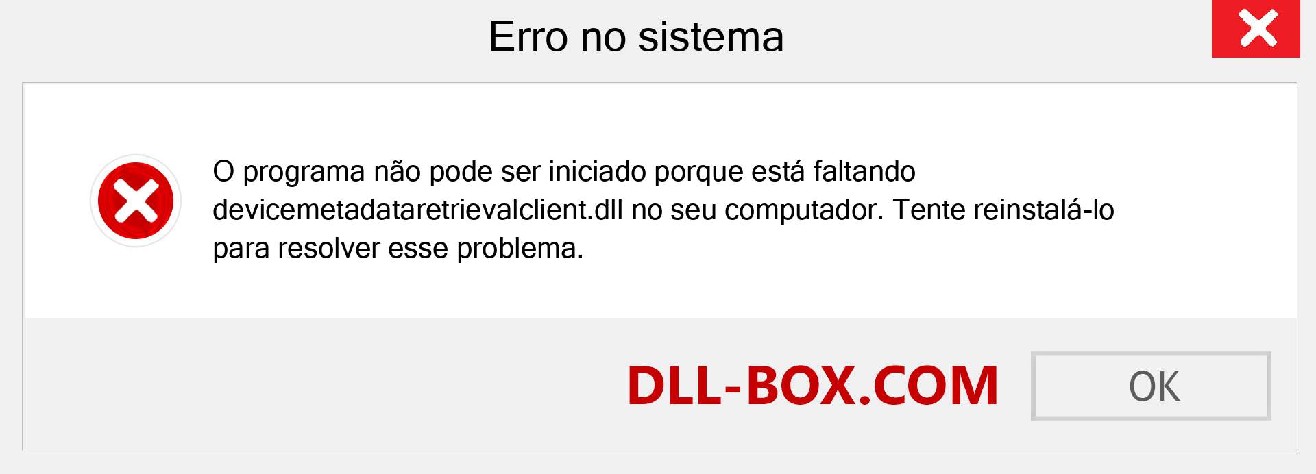 Arquivo devicemetadataretrievalclient.dll ausente ?. Download para Windows 7, 8, 10 - Correção de erro ausente devicemetadataretrievalclient dll no Windows, fotos, imagens